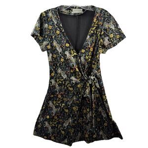 Urban Outfitters Velvet Tiger Snake Print Wrap Mini Dress Size XS  Whimsigoth